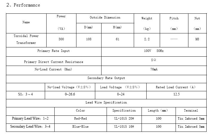300VA??SY0608-1243A1??Toroidal Power Transformer
