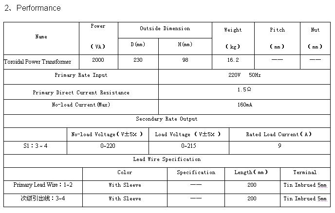 2000VA Toroidal Power Transformer