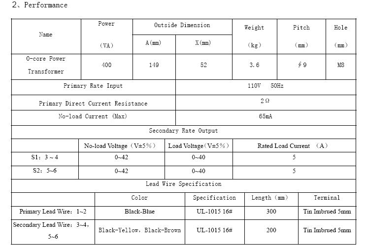 400VA(SY06140-1310A1) O-core Power Transformer