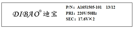 微功率環型變壓器A1651505 標簽